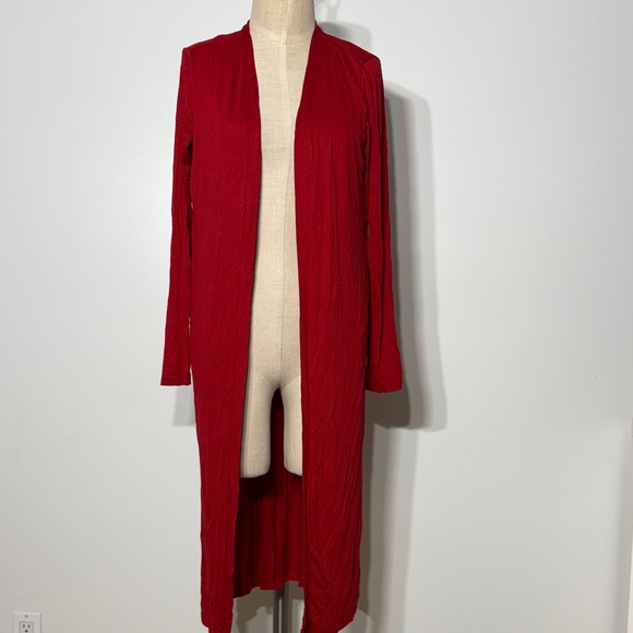 Elegant Red Longline Women's Jacket - Picture 1 of 4